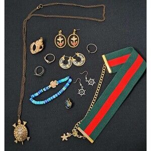 Nautical Jewelry Mixed Lot of 11 Items Earrings Rings Bracelet Pin Pendant